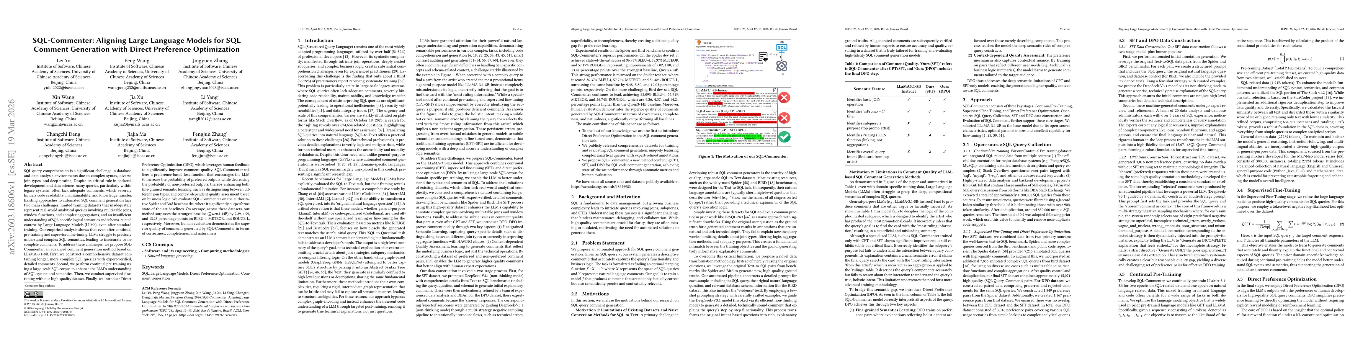 Thumbnail for SQL-Commenter: Aligning Large Language Models for SQL Comment Generation with Direct Preference Optimization