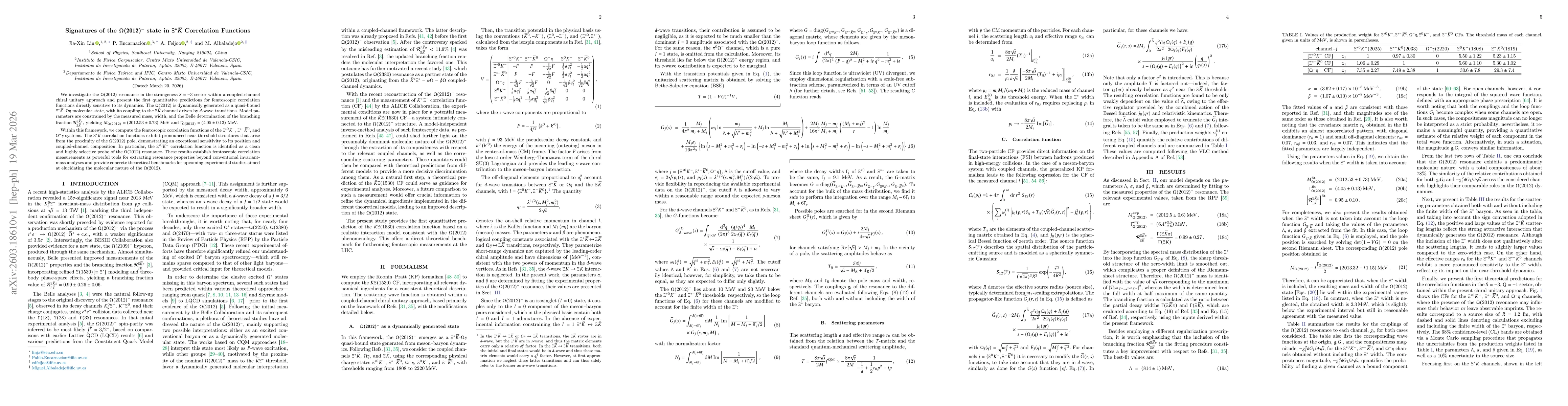 Thumbnail for Signatures of the $Ω(2012)^{-}$ state in $Ξ^*\bar K$ Correlation Functions
