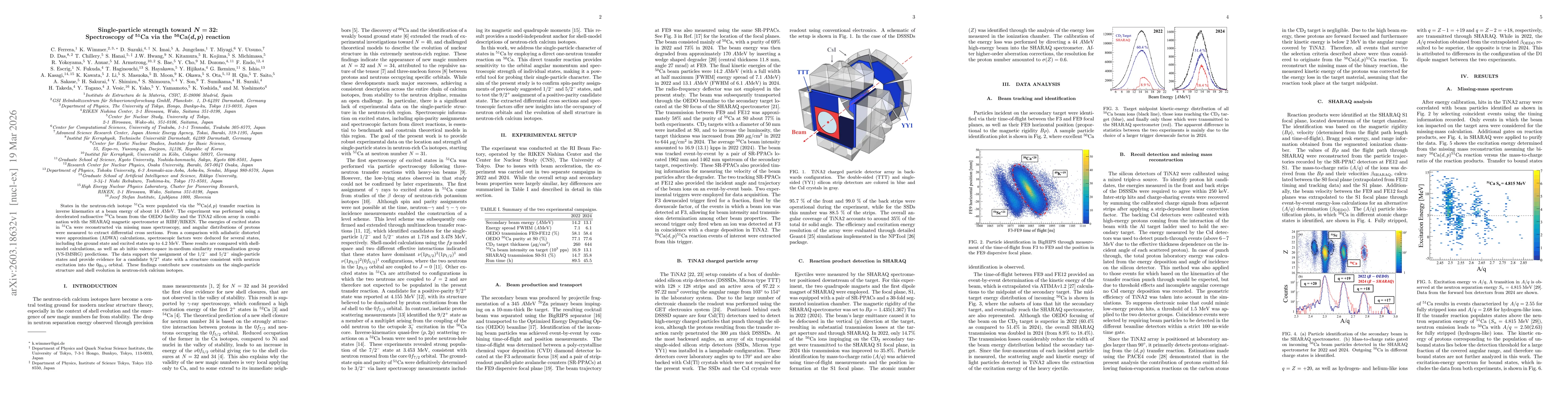 Thumbnail for Single-particle strength toward N = 32: Spectroscopy of 51 Ca via the 50 Ca(d, p) reaction