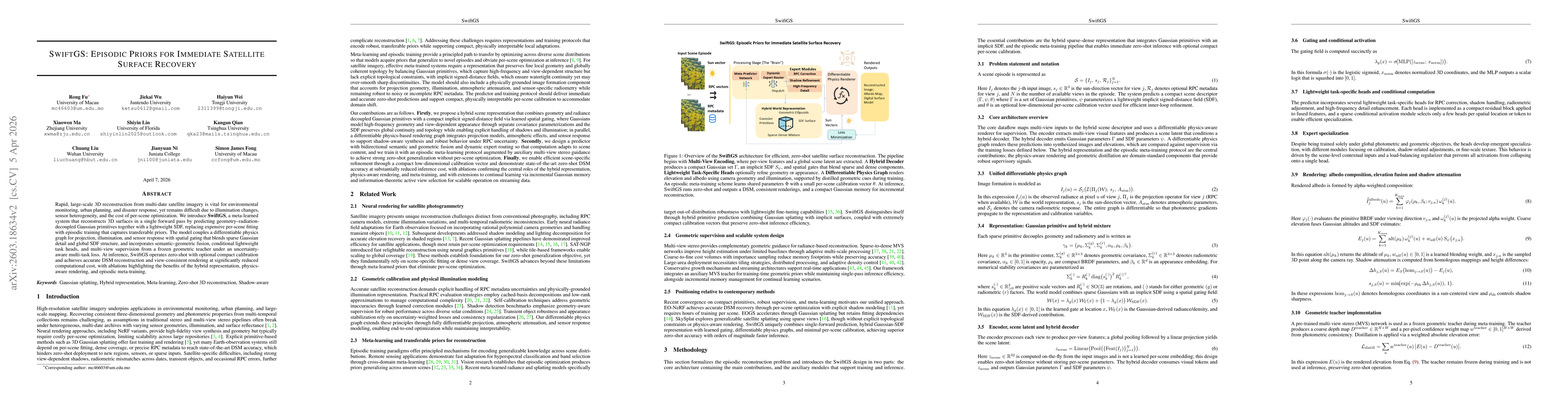 Thumbnail for SwiftGS: Episodic Priors for Immediate Satellite Surface Recovery