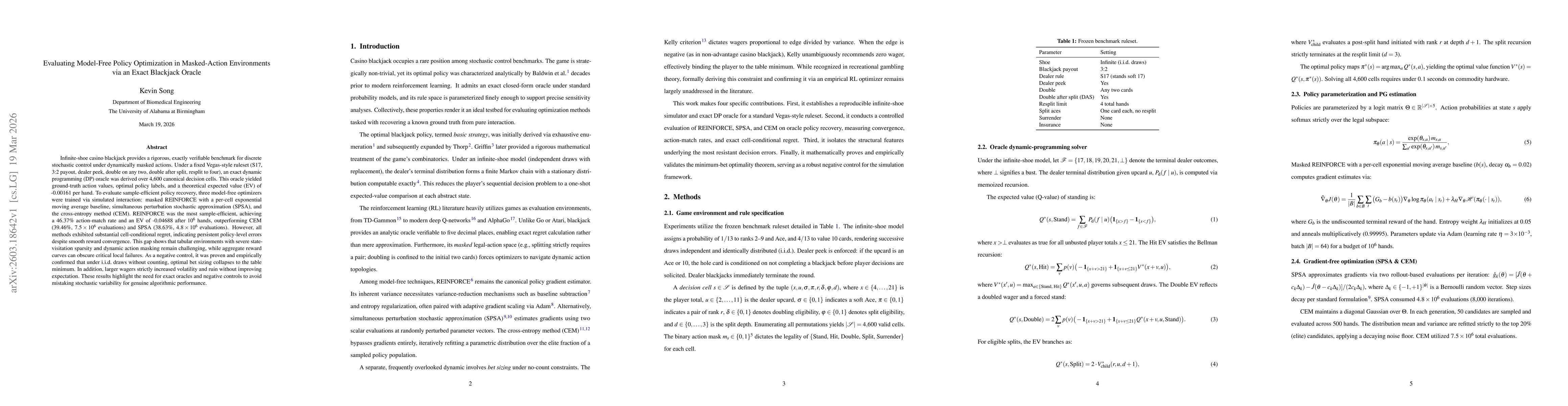 Thumbnail for Evaluating Model-Free Policy Optimization in Masked-Action Environments via an Exact Blackjack Oracle