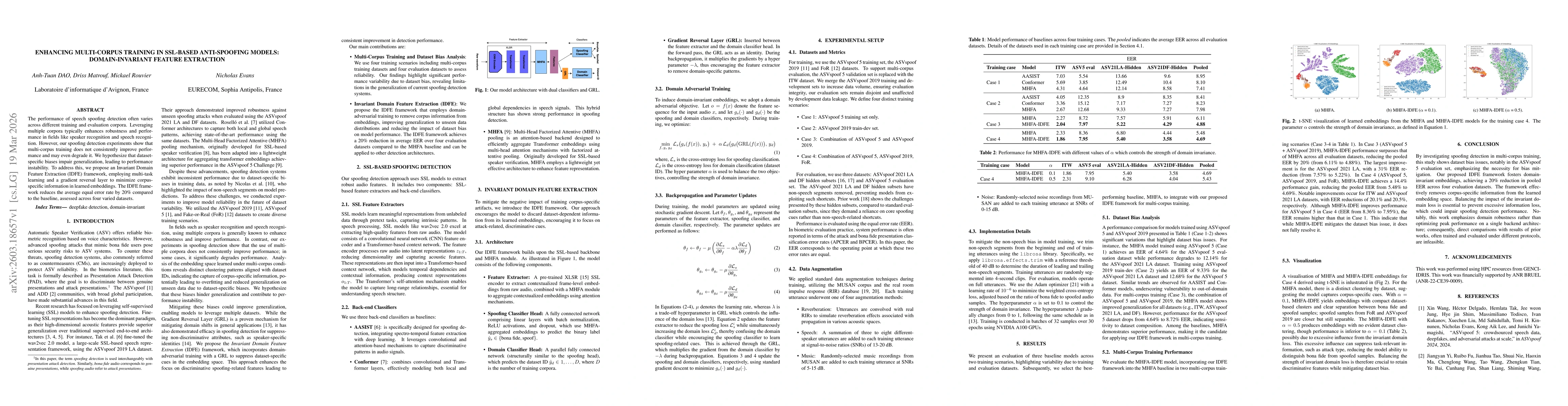 Thumbnail for Enhancing Multi-Corpus Training in SSL-Based Anti-Spoofing Models: Domain-Invariant Feature Extraction