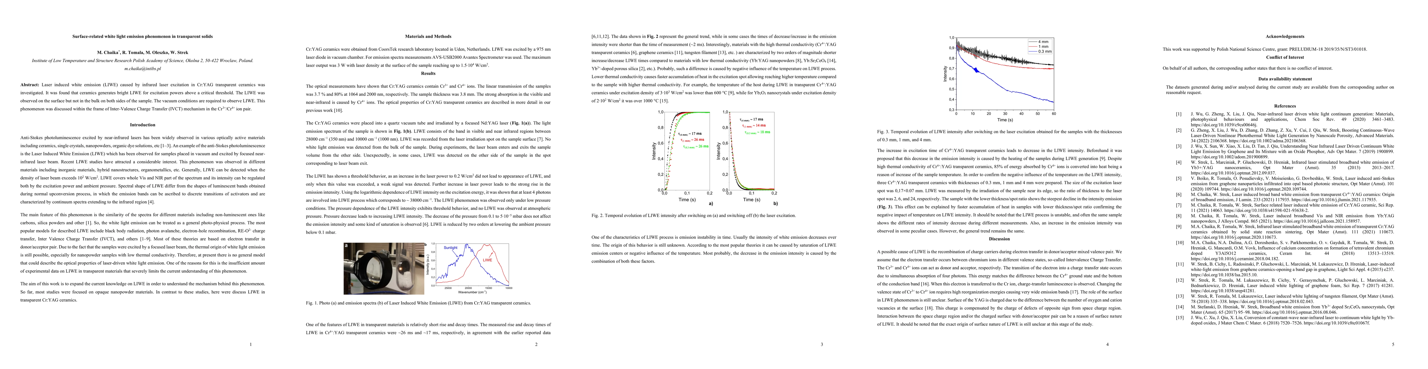 Thumbnail for Surface-related white light emission phenomenon in transparent solids
