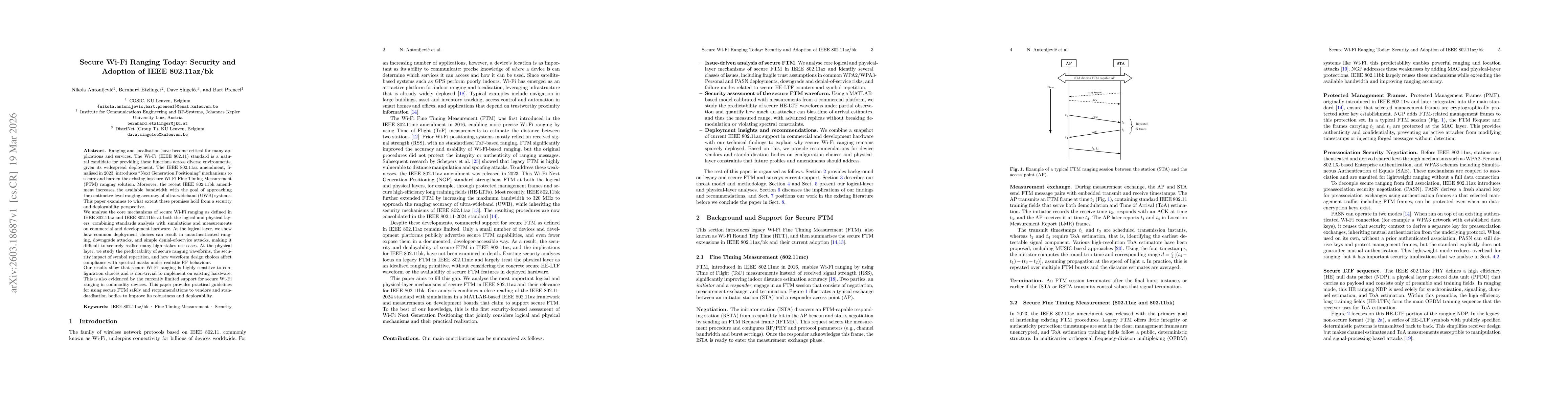 Thumbnail for Secure Wi-Fi Ranging Today: Security and Adoption of IEEE 802.11az/bk