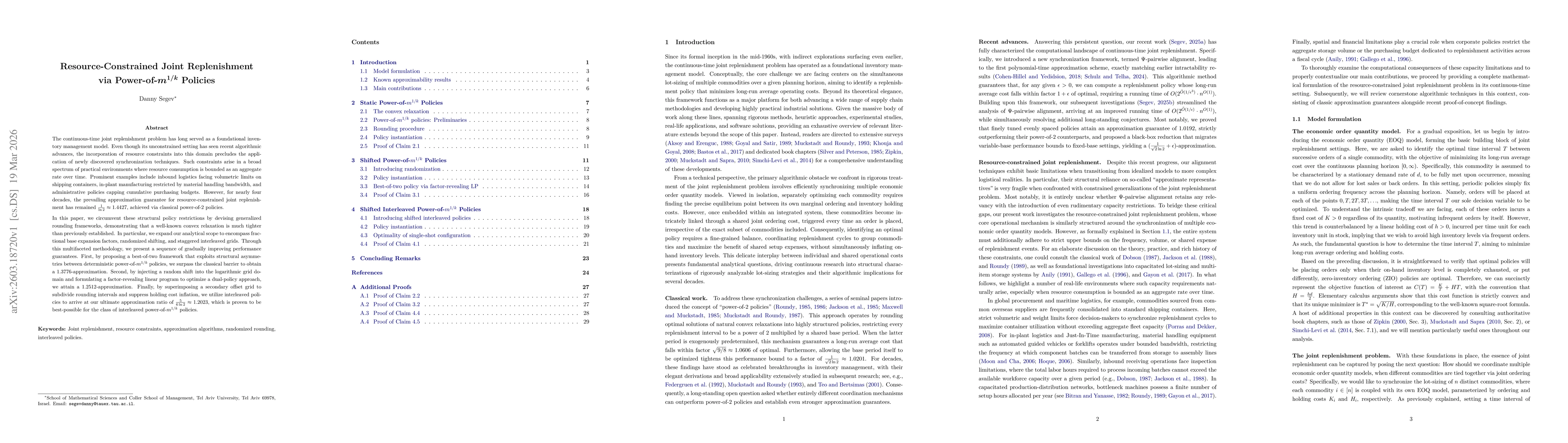 Thumbnail for Resource-Constrained Joint Replenishment via Power-of-$m^{1/k}$ Policies