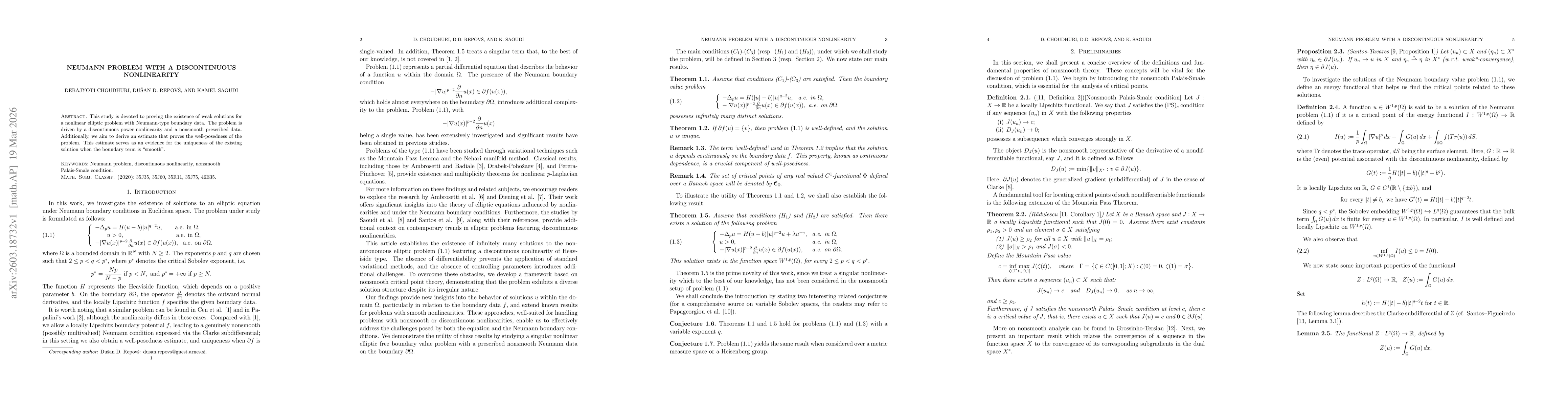 Thumbnail for Neumann problem with a discontinuous nonlinearity