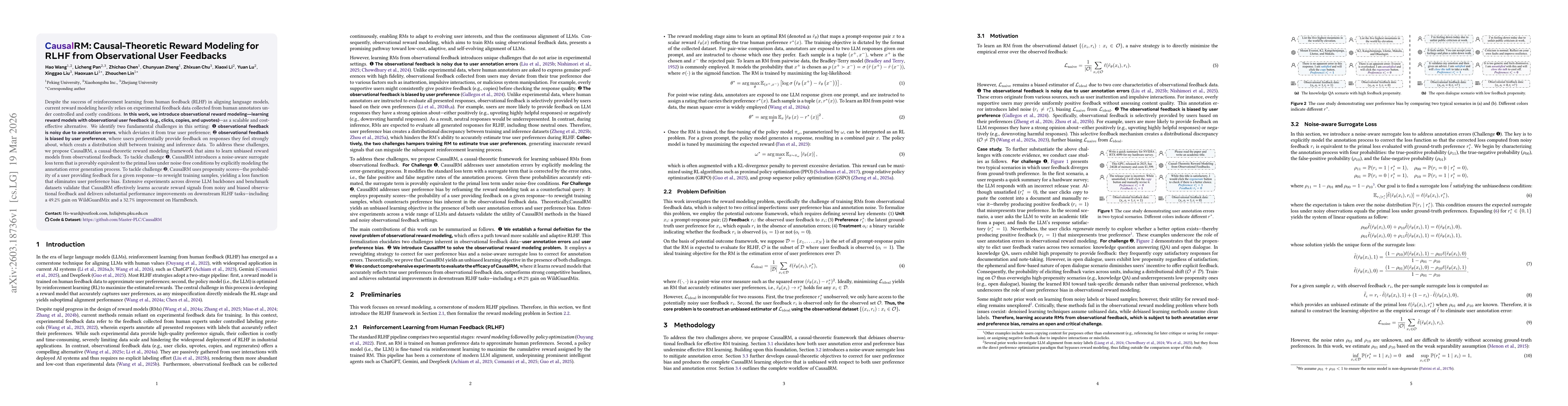 Thumbnail for CausalRM: Causal-Theoretic Reward Modeling for RLHF from Observational User Feedbacks
