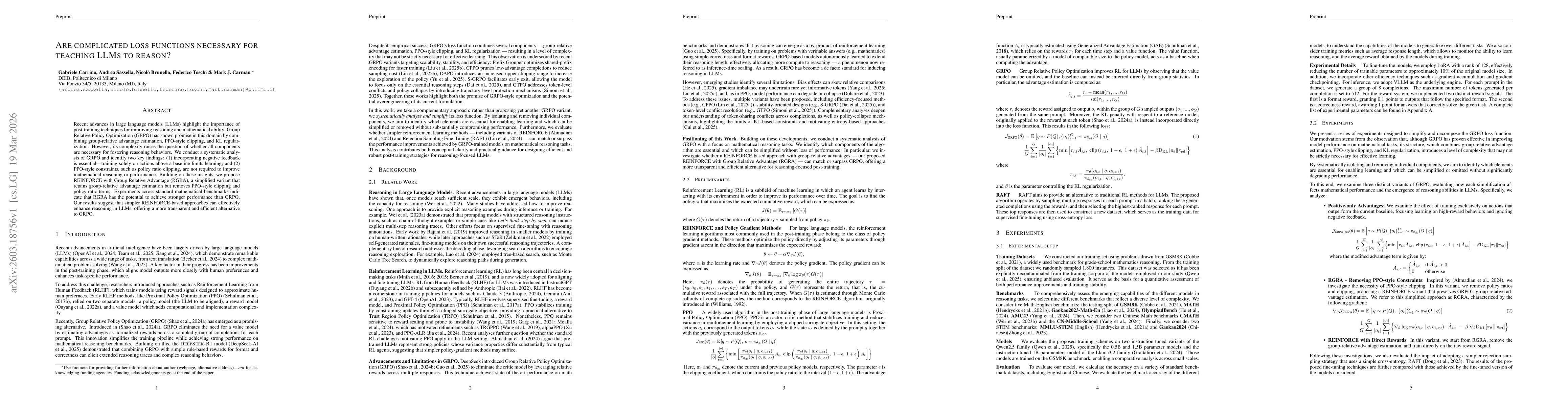 Thumbnail for Are complicated loss functions necessary for teaching LLMs to reason?