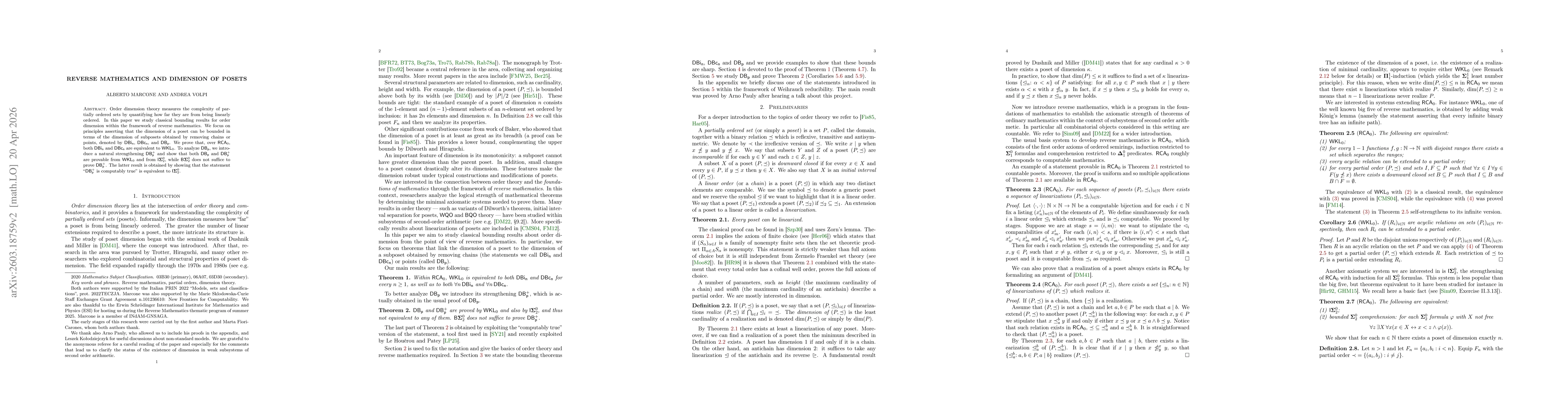 Thumbnail for Reverse Mathematics and Dimension of Posets