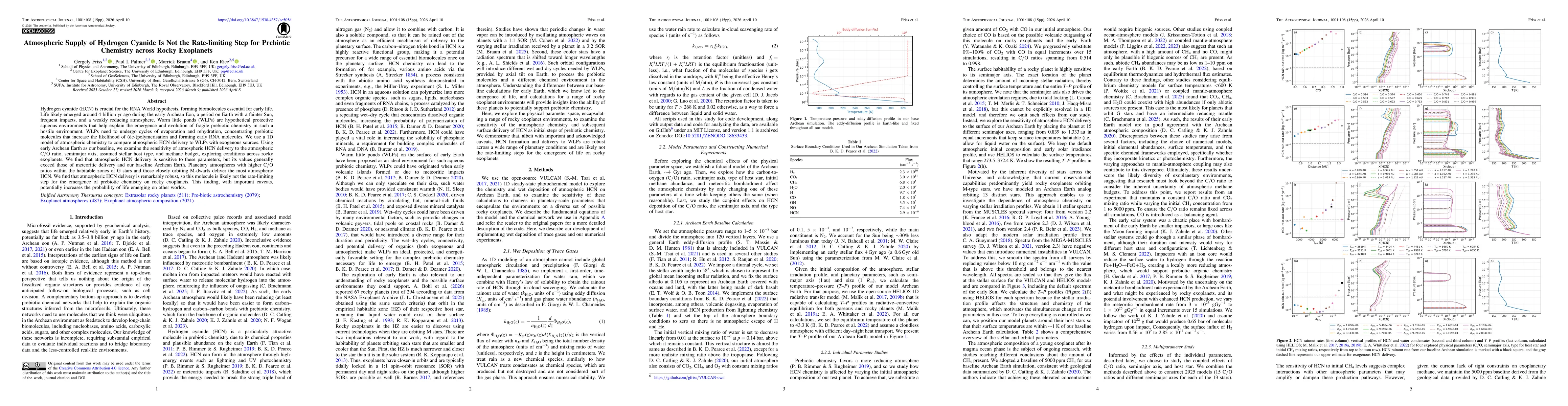 Thumbnail for Atmospheric supply of HCN is not the rate limiting step for prebiotic chemistry across rocky exoplanets