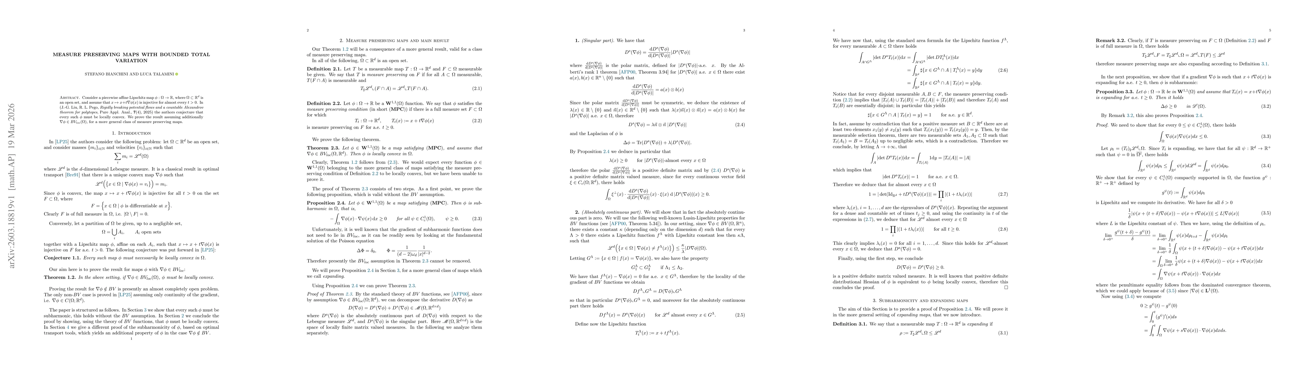 Thumbnail for Measure preserving maps with bounded total variation