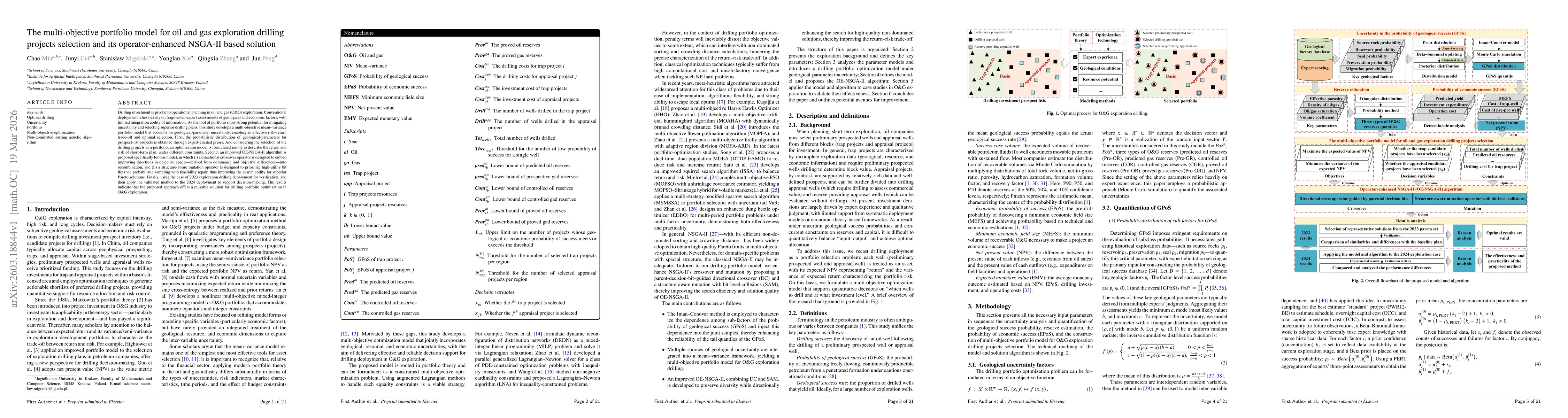 Thumbnail for The multi-objective portfolio model for oil and gas exploration drilling projects selection and its operator-enhanced NSGA-II based solution