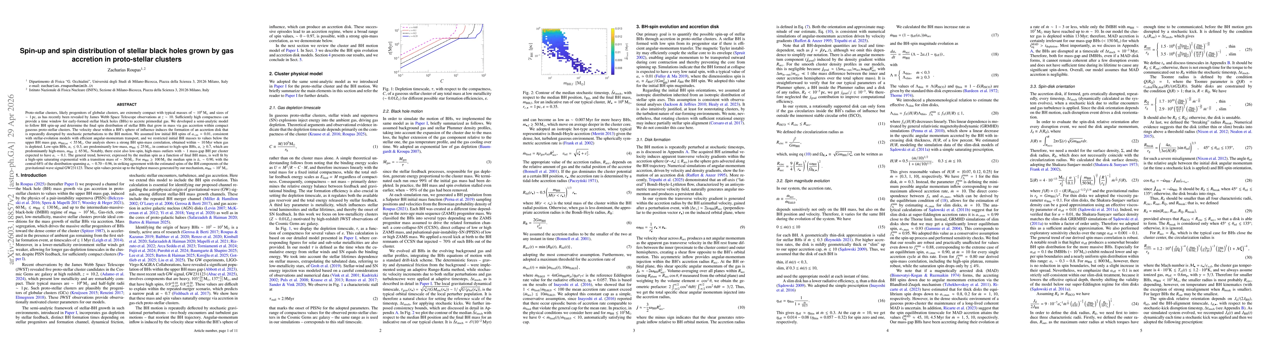 Thumbnail for Spin-up and spin distribution of stellar black holes grown by gas accretion in proto-stellar clusters