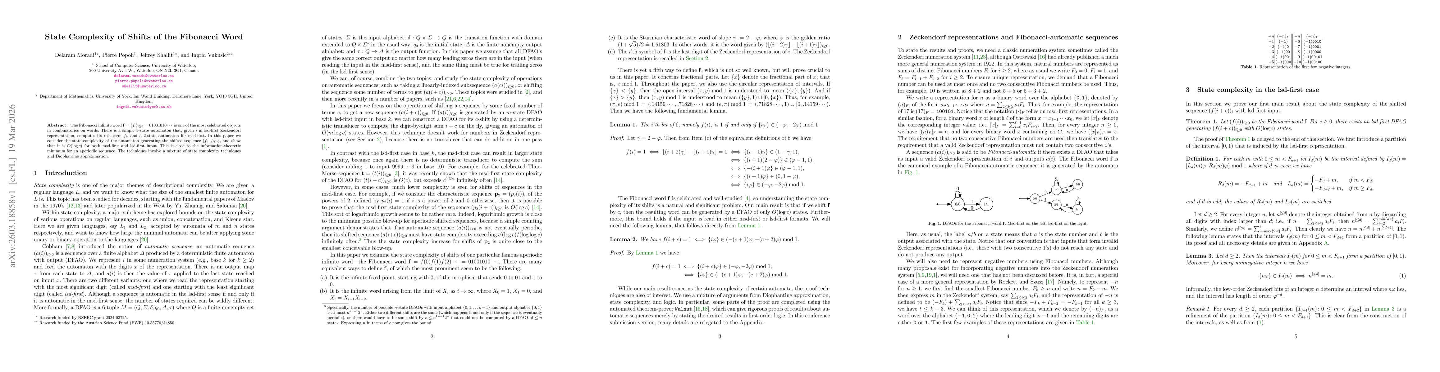 Thumbnail for State Complexity of Shifts of the Fibonacci Word