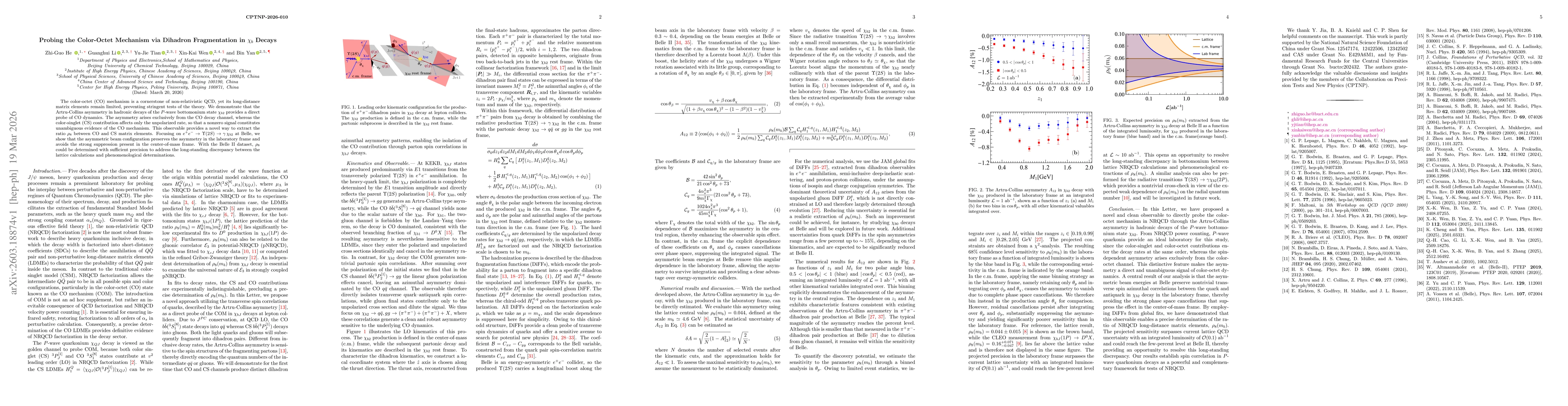 Thumbnail for Probing the Color-Octet Mechanism via Dihadron Fragmentation in $χ_b$ Decays