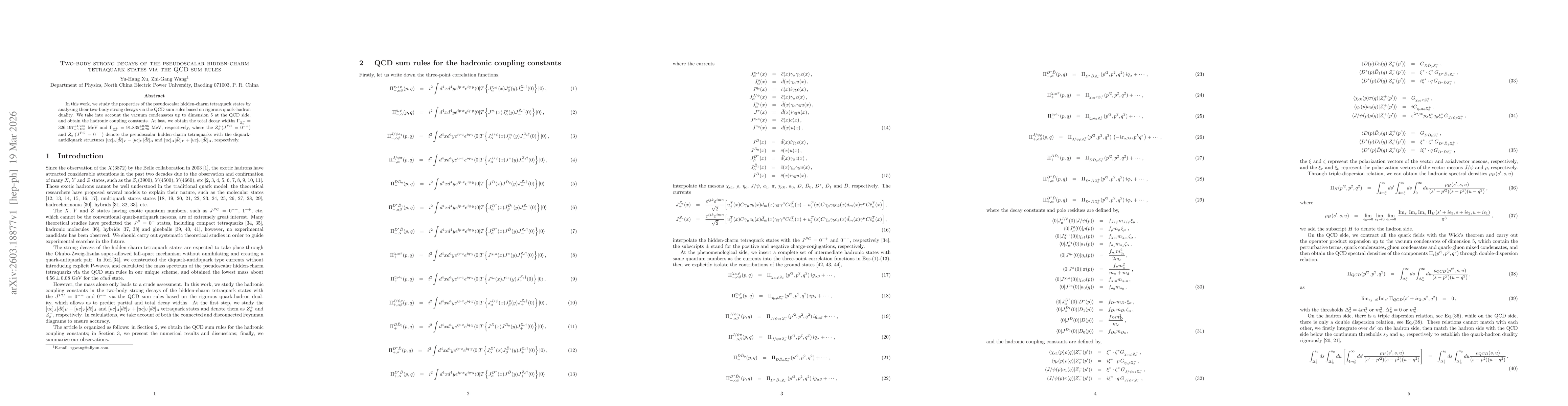 Thumbnail for Two-body strong decays of the pseudoscalar hidden-charm tetraquark states via the QCD sum rules