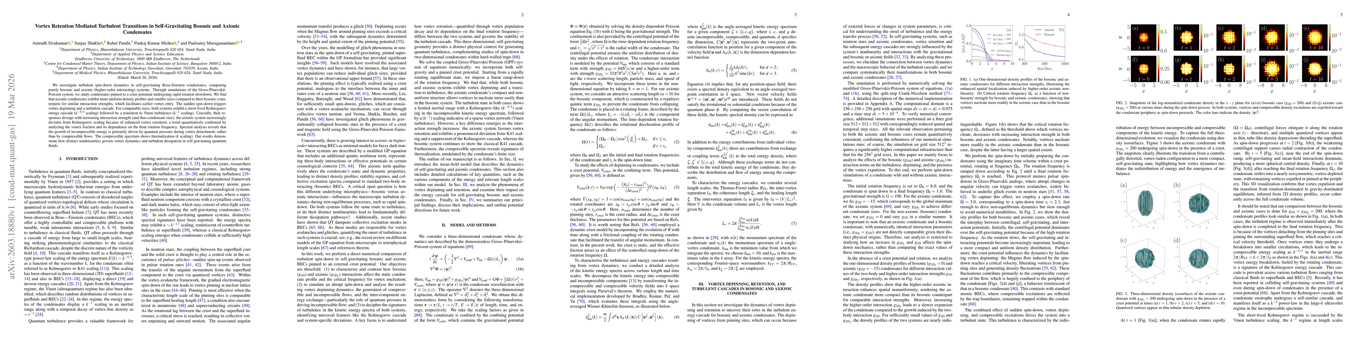 Thumbnail for Vortex Retention Mediated Turbulent Transitions in Self-Gravitating Bosonic and Axionic Condensates