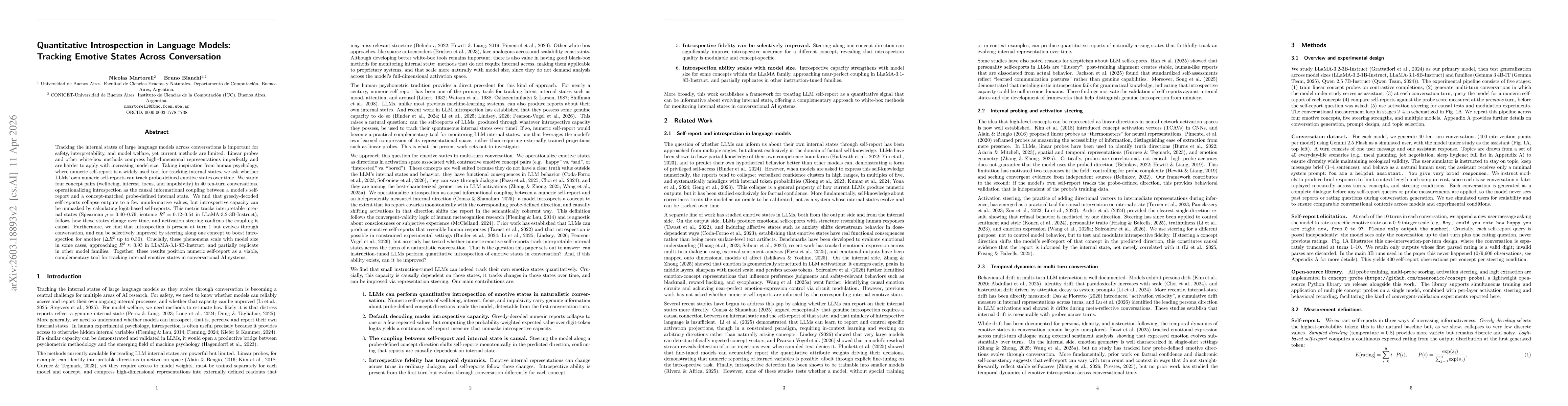 Thumbnail for Quantitative Introspection in Language Models: Tracking Internal States Across Conversation
