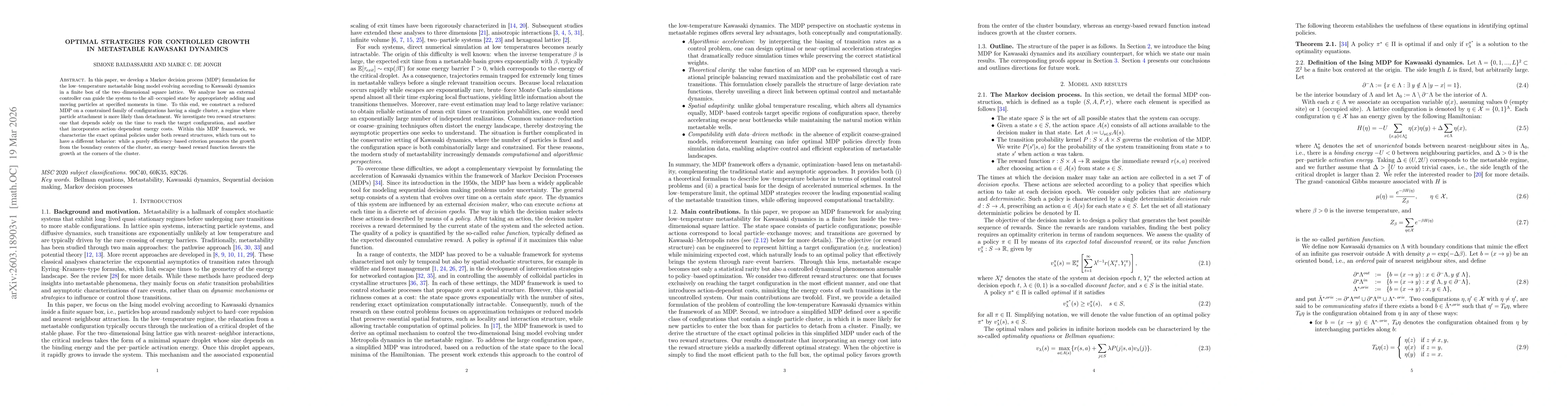 Thumbnail for Optimal strategies for controlled growth in metastable Kawasaki dynamics