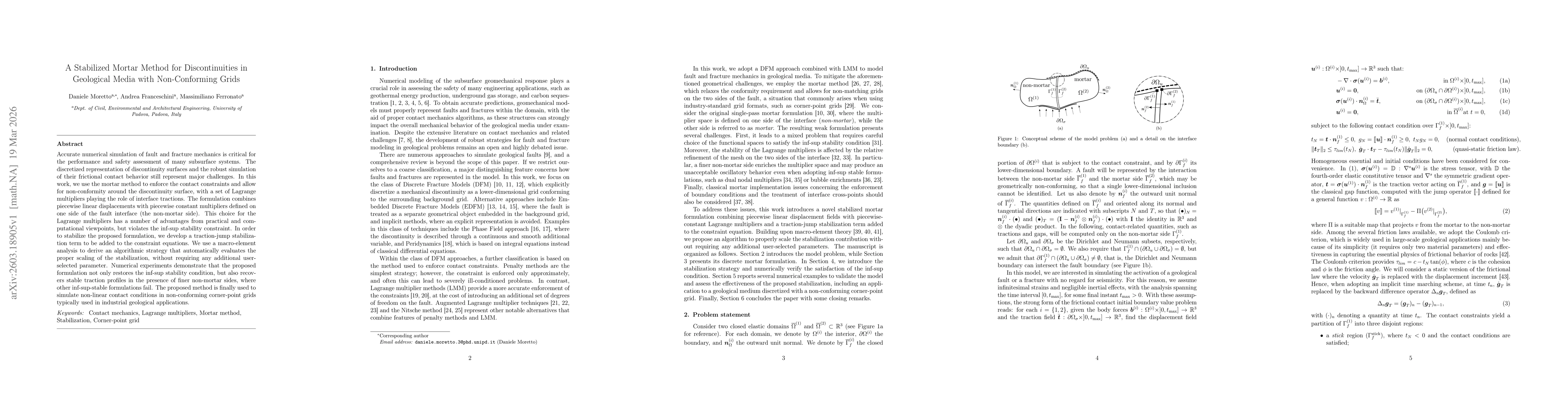 Thumbnail for A Stabilized Mortar Method for Discontinuities in Geological Media with Non-Conforming Grids