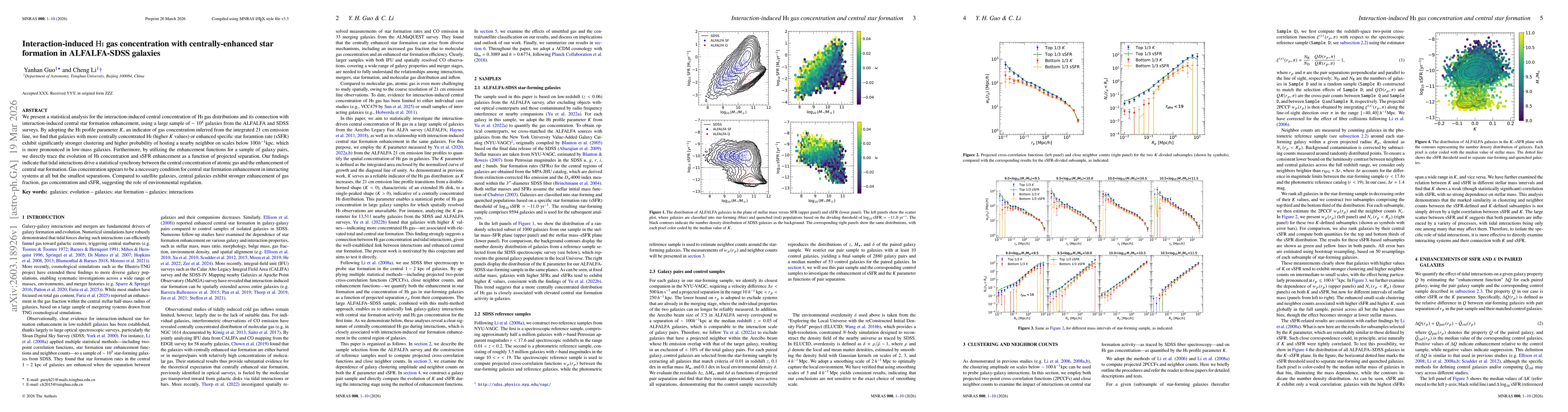 Thumbnail for Interaction-induced HI gas concentration with centrally-enhanced star formation in ALFALFA-SDSS galaxies