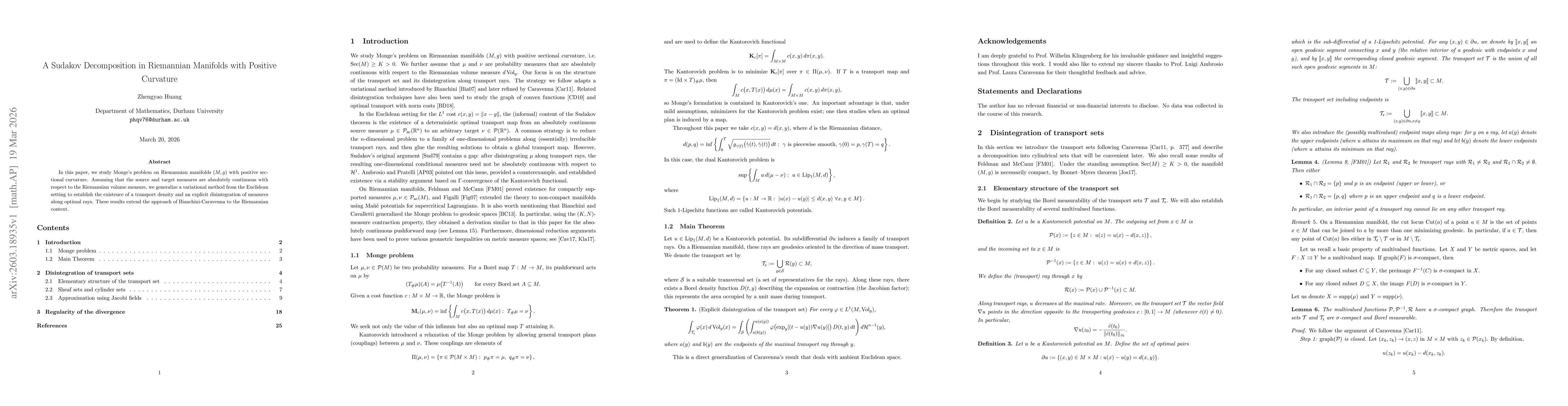 Thumbnail for A Sudakov Decomposition in Riemannian Manifolds with Positive Curvature