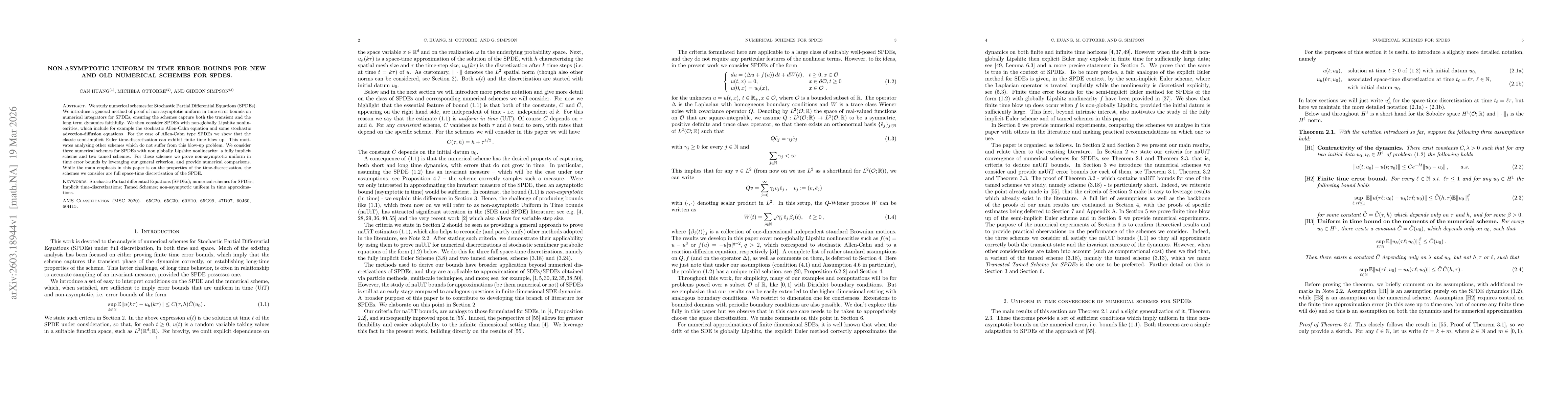 Thumbnail for Non-asymptotic uniform in time error bounds for new and old numerical schemes for SPDEs