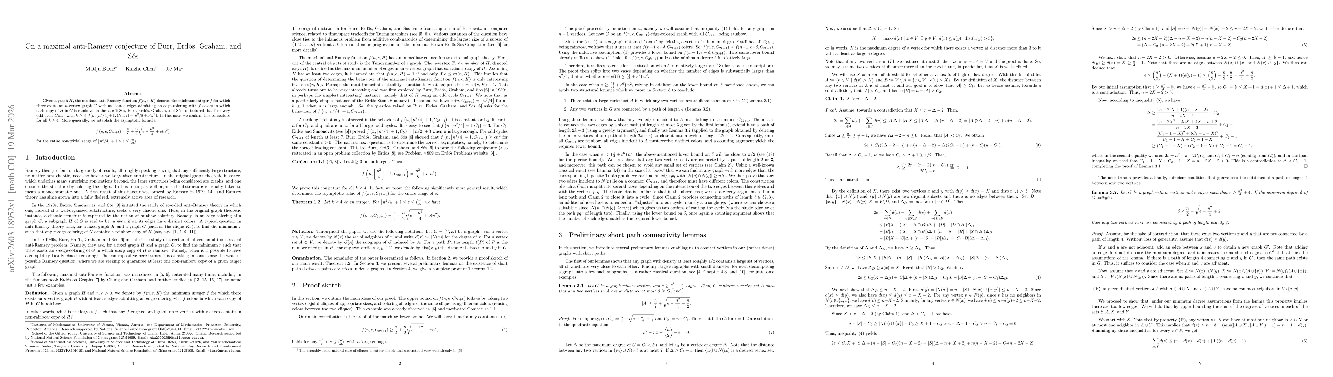 Thumbnail for On a maximal anti-Ramsey conjecture of Burr, Erdős, Graham, and Sós