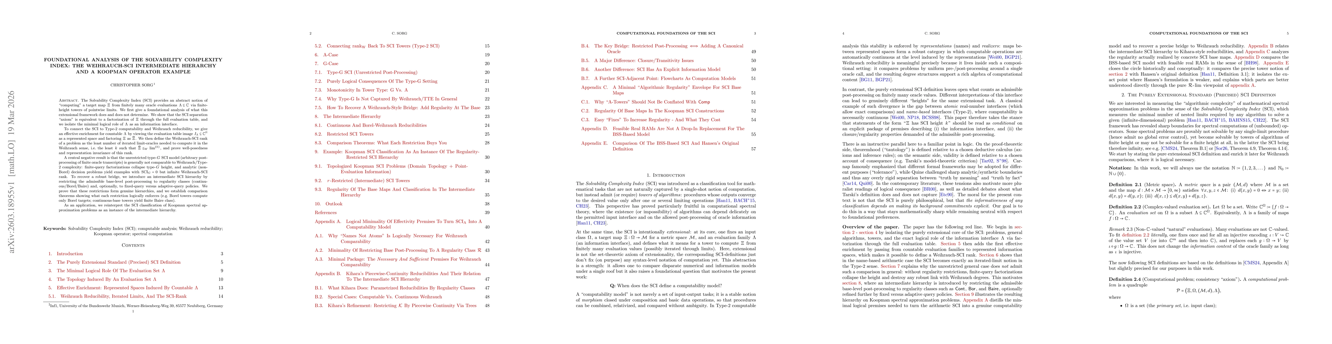 Thumbnail for Foundational Analysis Of The Solvability Complexity Index: The Weihrauch-SCI Intermediate Hierarchy And A Koopman Operator Example