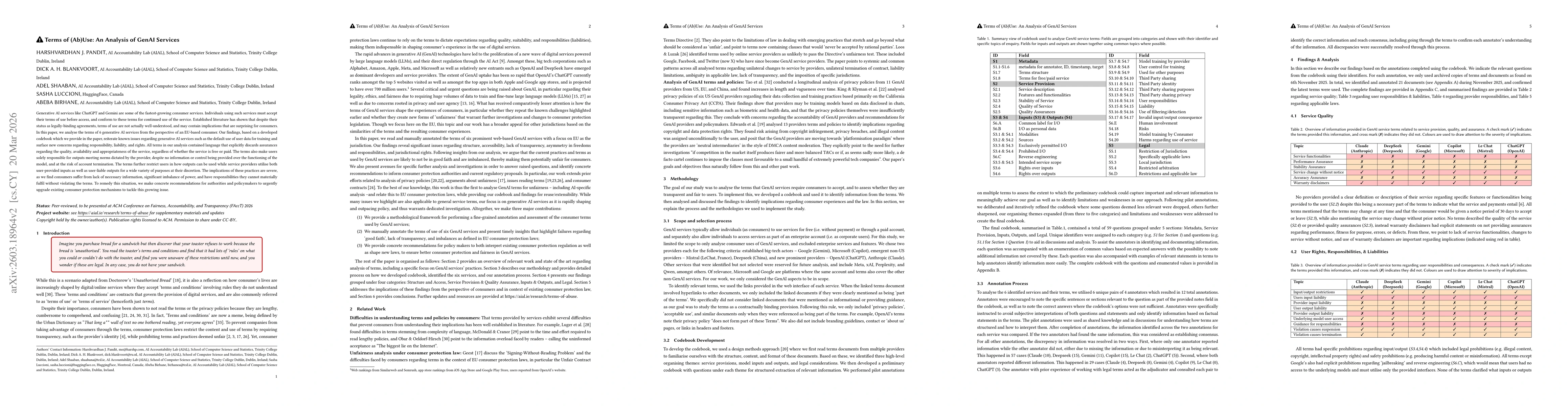 Thumbnail for Terms of (Ab)Use: An Analysis of GenAI Services