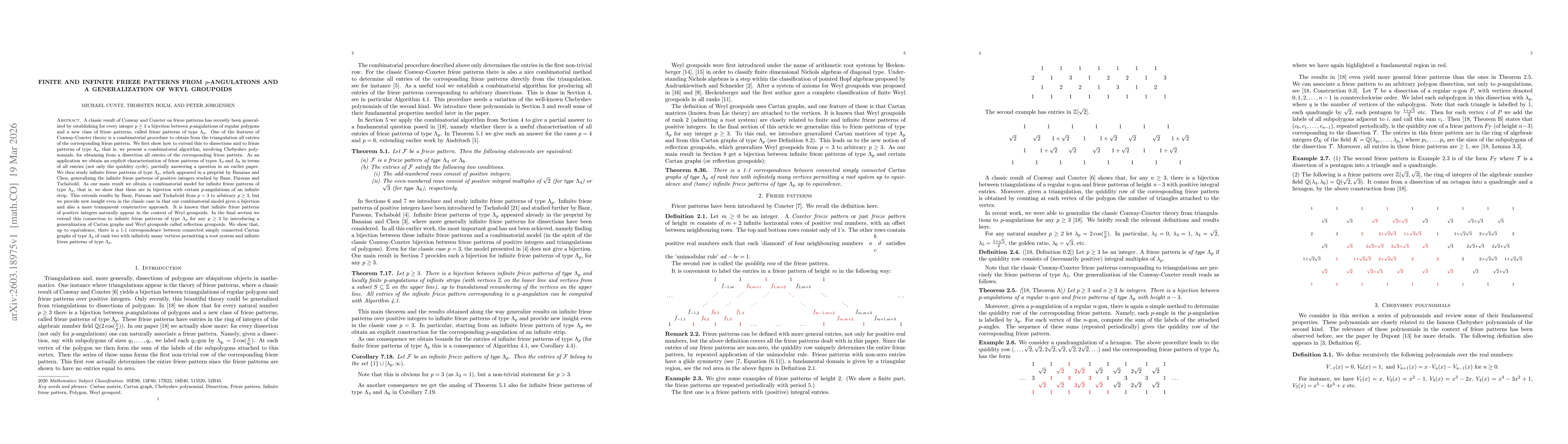 Thumbnail for Finite and infinite frieze patterns from p-angulations and a generalization of Weyl groupoids