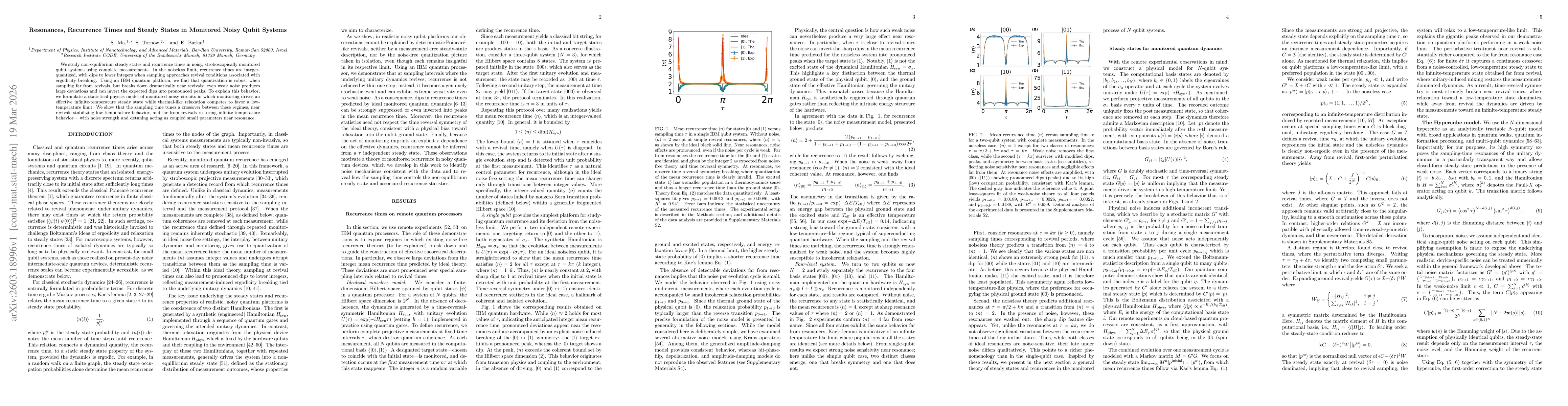 Thumbnail for Resonances, Recurrence Times and Steady States in Monitored Noisy Qubit Systems