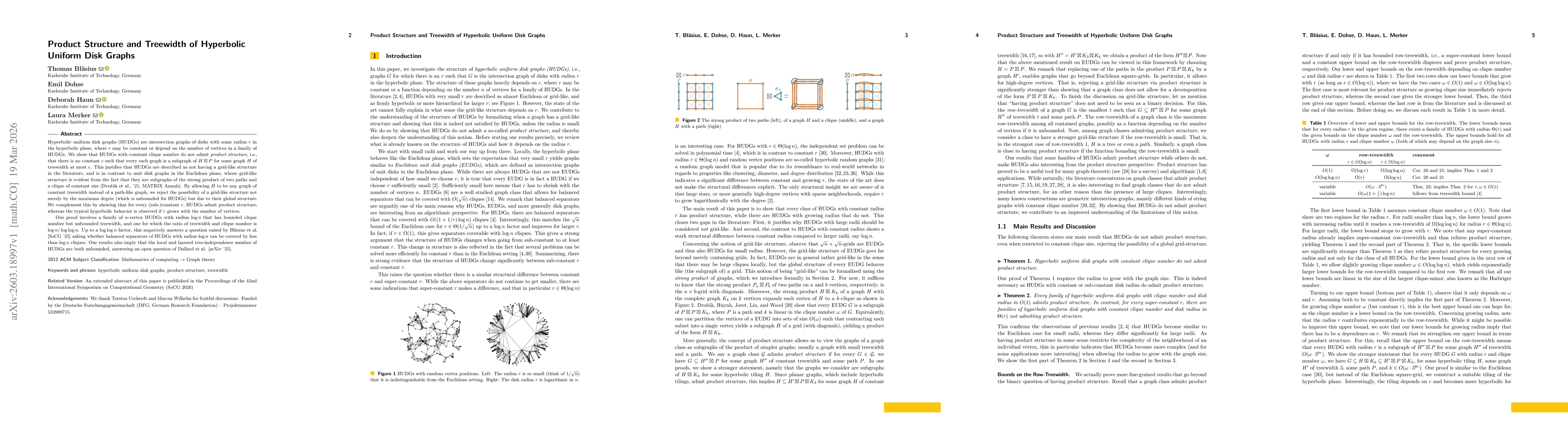 Thumbnail for Product Structure and Treewidth of Hyperbolic Uniform Disk Graphs