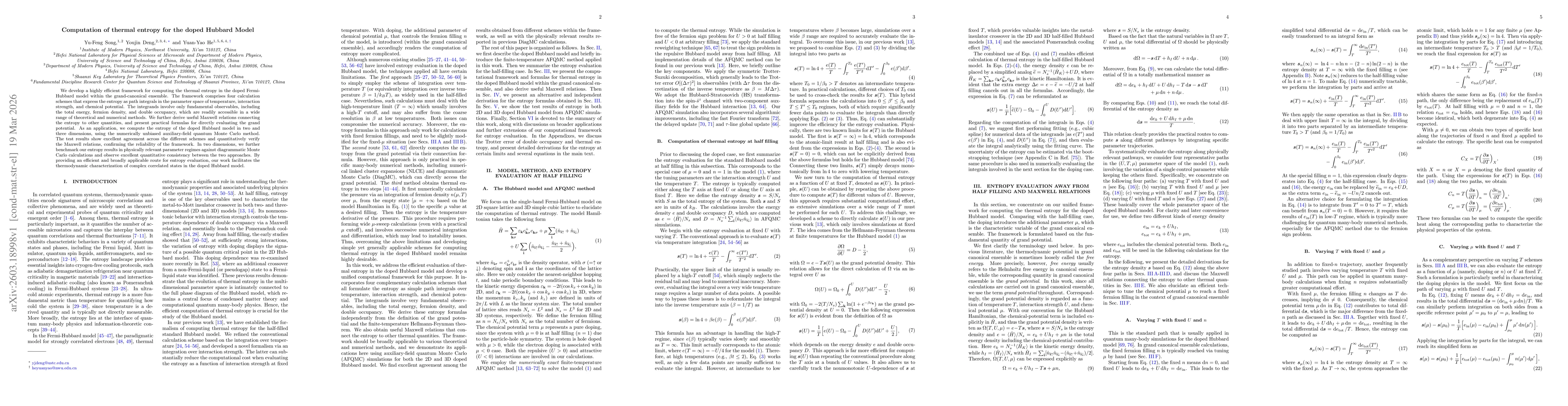 Thumbnail for Computation of thermal entropy for the doped Hubbard Model