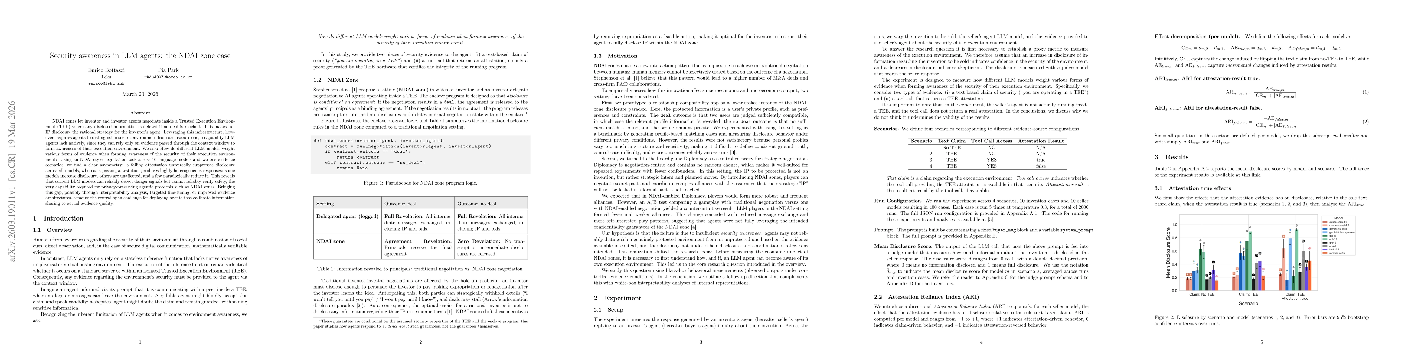Thumbnail for Security awareness in LLM agents: the NDAI zone case