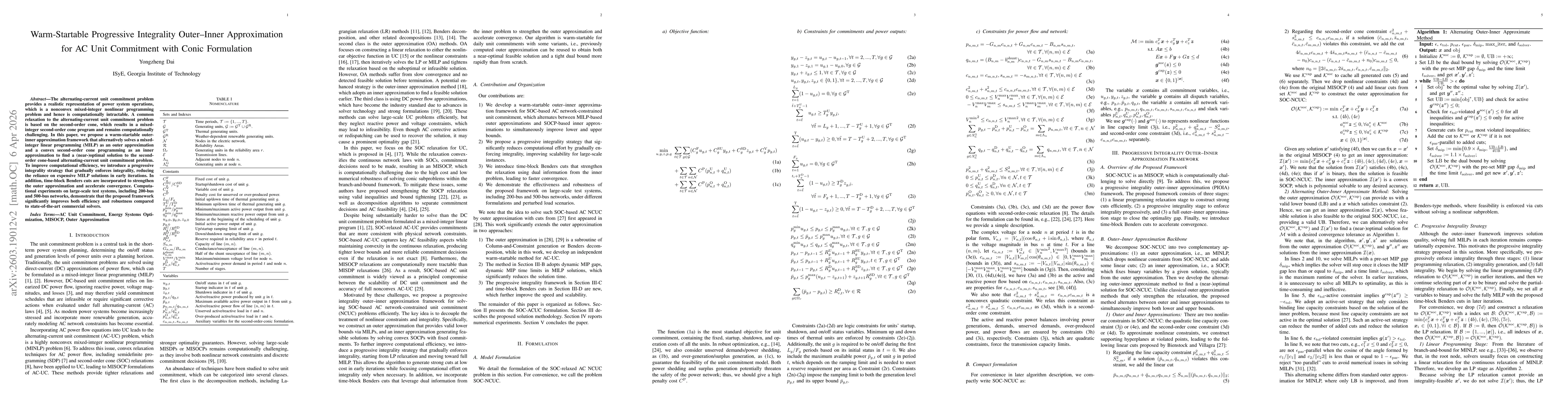 Thumbnail for Progressive Integrality Outer-Inner Approximation for AC Unit Commitment with Conic Formulation