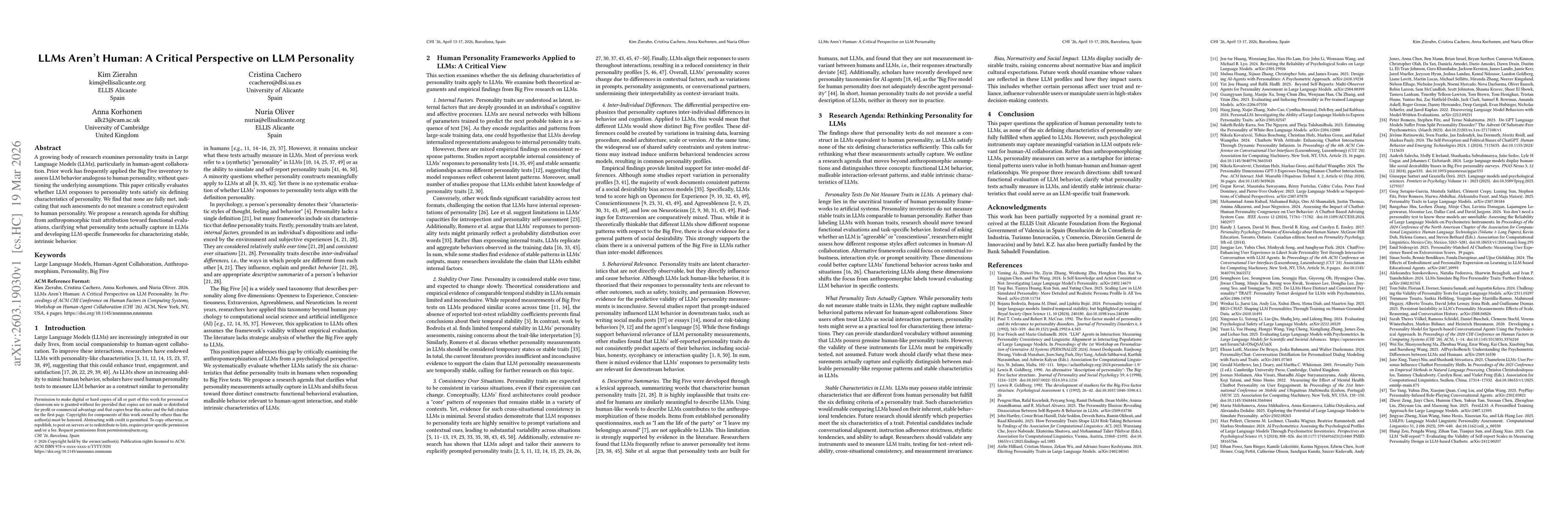 Thumbnail for LLMs Aren't Human: A Critical Perspective on LLM Personality