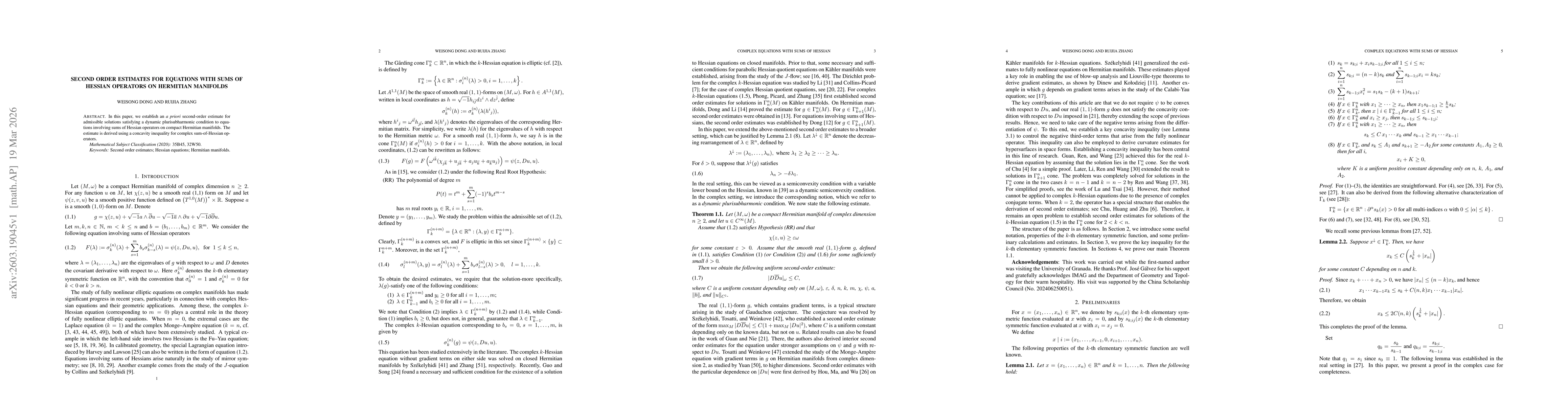 Thumbnail for Second order estimates for equations with sums of Hessian operators on Hermitian manifolds