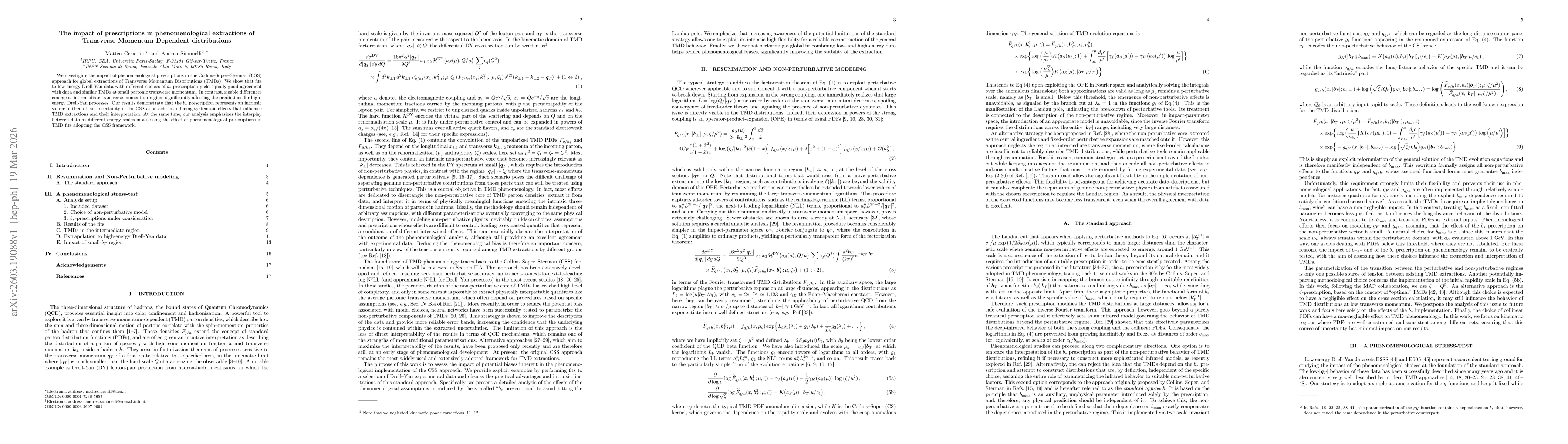 Thumbnail for The impact of prescriptions in phenomenological extractions of Transverse Momentum Dependent distributions