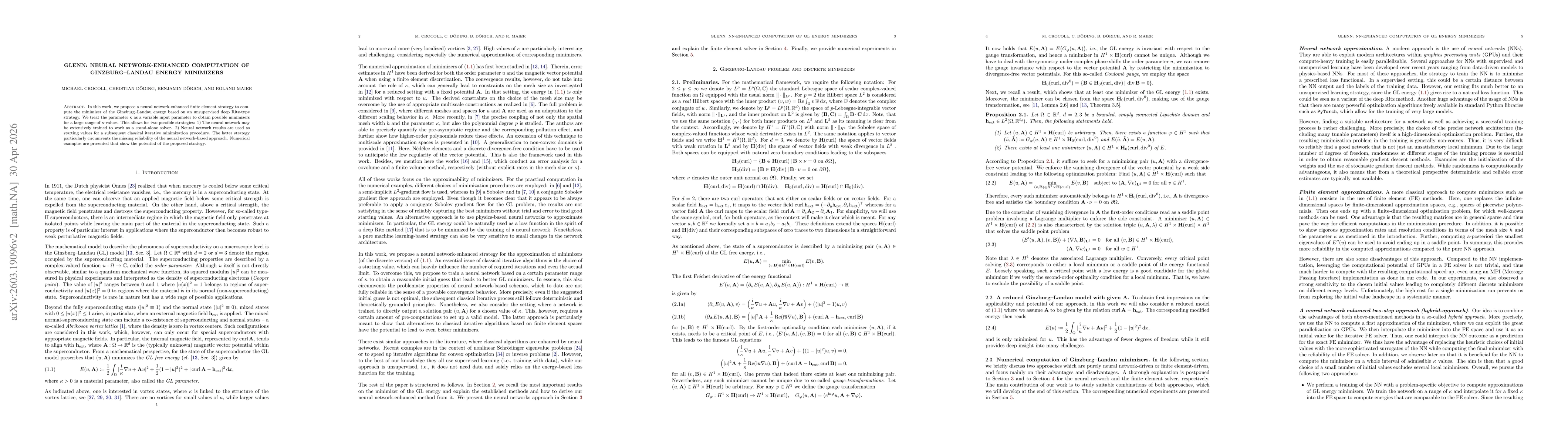 Thumbnail for GLENN: Neural network-enhanced computation of Ginzburg-Landau energy minimizers