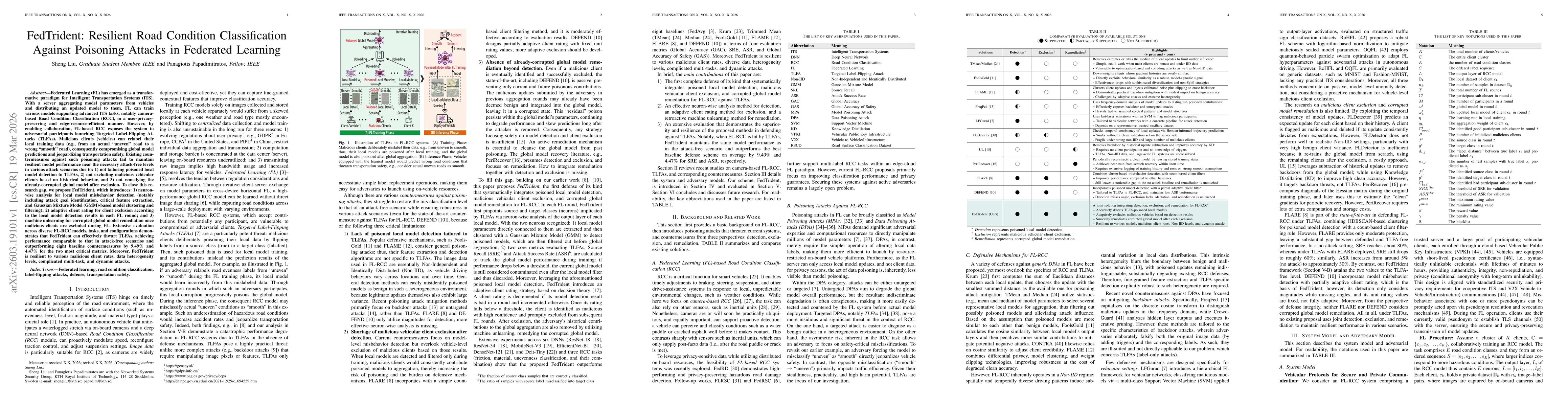 Thumbnail for FedTrident: Resilient Road Condition Classification Against Poisoning Attacks in Federated Learning