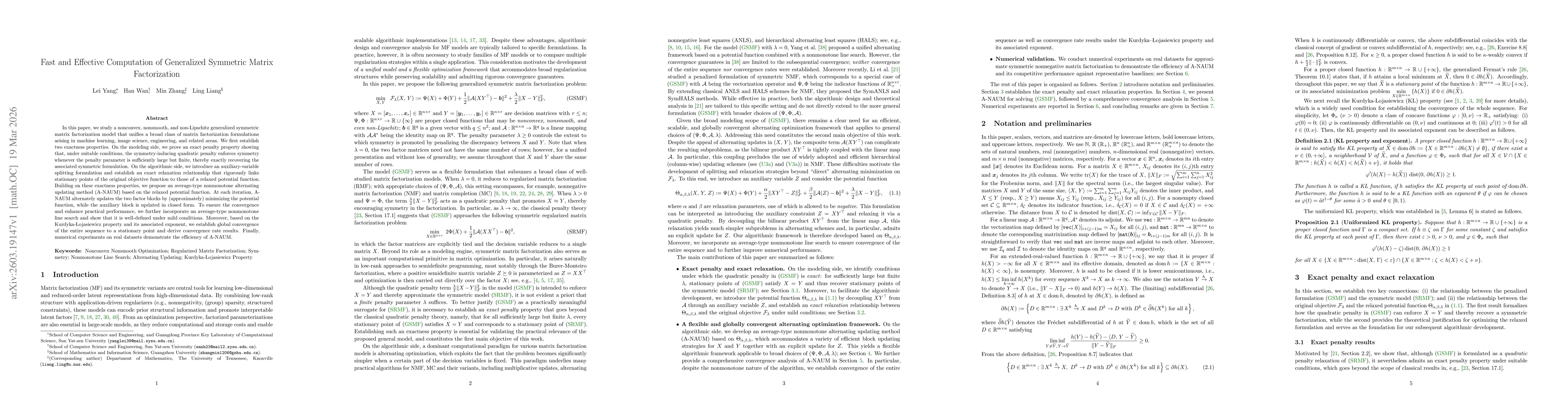 Thumbnail for Fast and Effective Computation of Generalized Symmetric Matrix Factorization