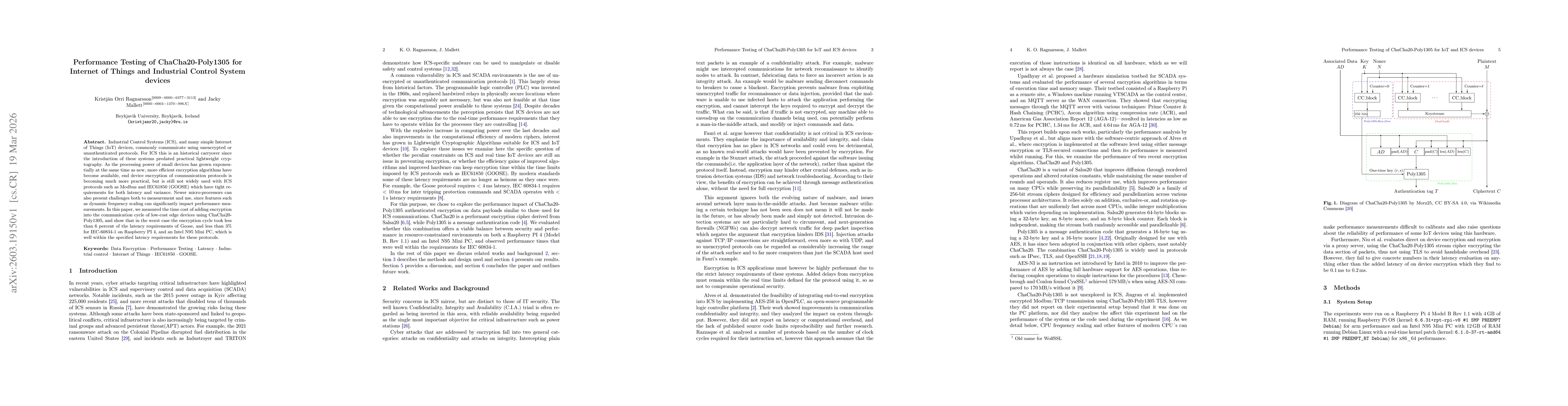 Thumbnail for Performance Testing of ChaCha20-Poly1305 for Internet of Things and Industrial Control System devices