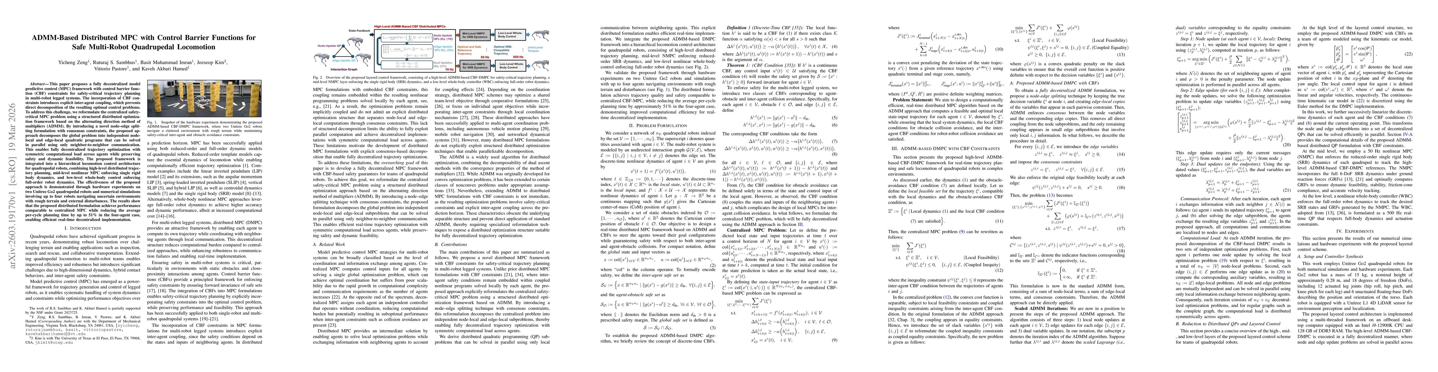 Thumbnail for ADMM-Based Distributed MPC with Control Barrier Functions for Safe Multi-Robot Quadrupedal Locomotion