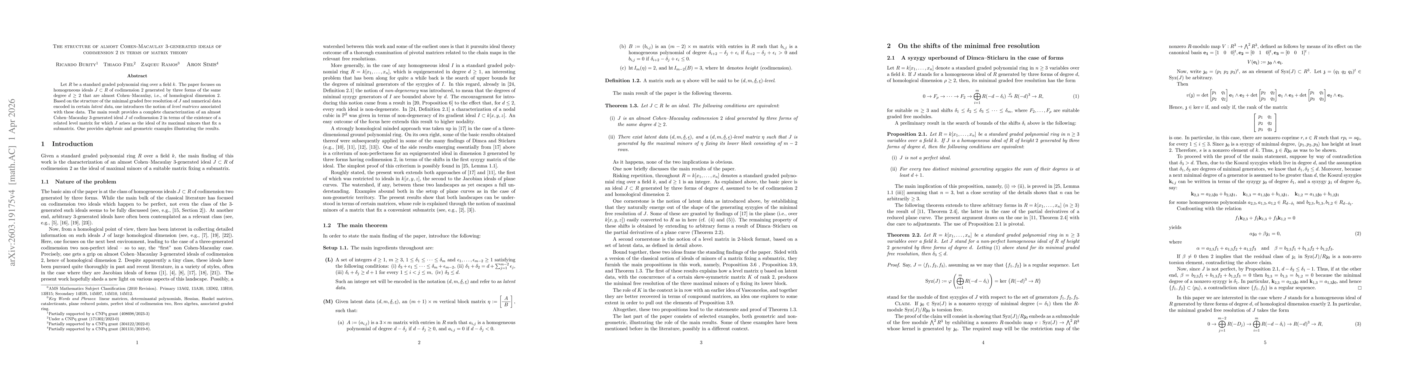 Thumbnail for Characterizing almost Cohen-Macaulay $3$-generated ideals of codimension $2$ in terms of prescribed shift