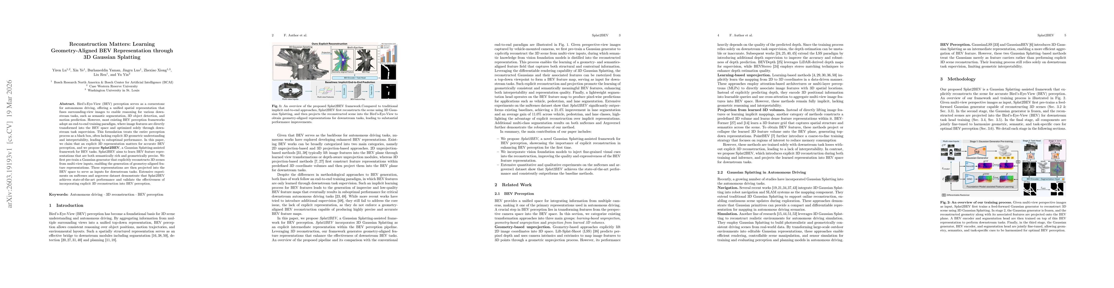 Thumbnail for Reconstruction Matters: Learning Geometry-Aligned BEV Representation through 3D Gaussian Splatting