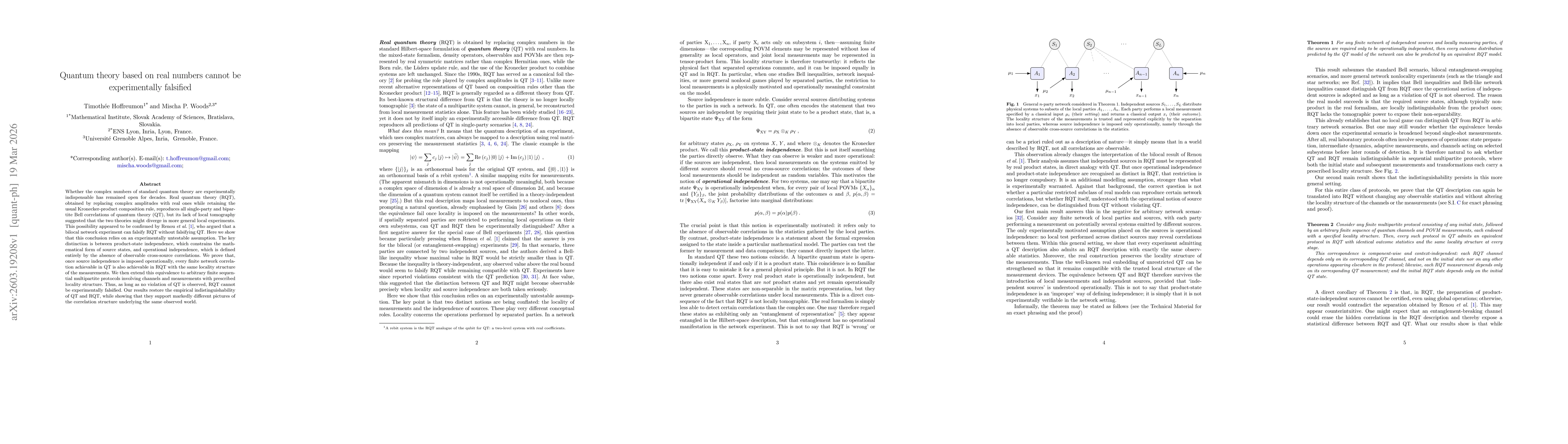 Thumbnail for Quantum theory based on real numbers cannot be experimentally falsified
