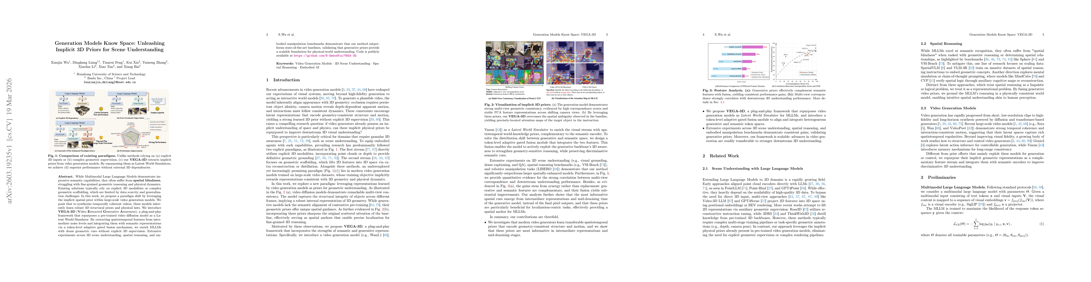 Thumbnail for Generation Models Know Space: Unleashing Implicit 3D Priors for Scene Understanding