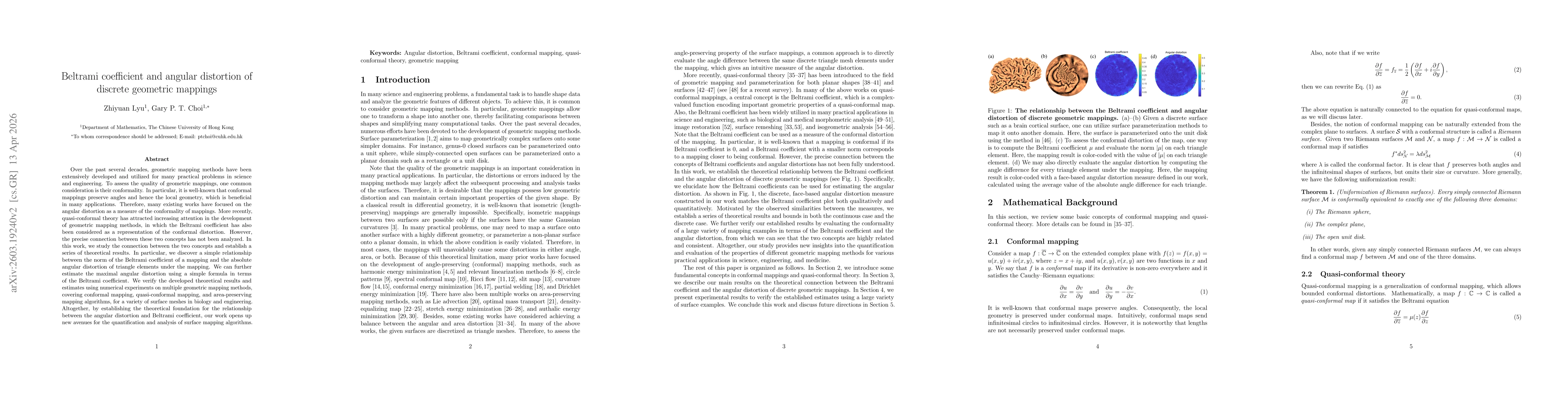 Thumbnail for Beltrami coefficient and angular distortion of discrete geometric mappings