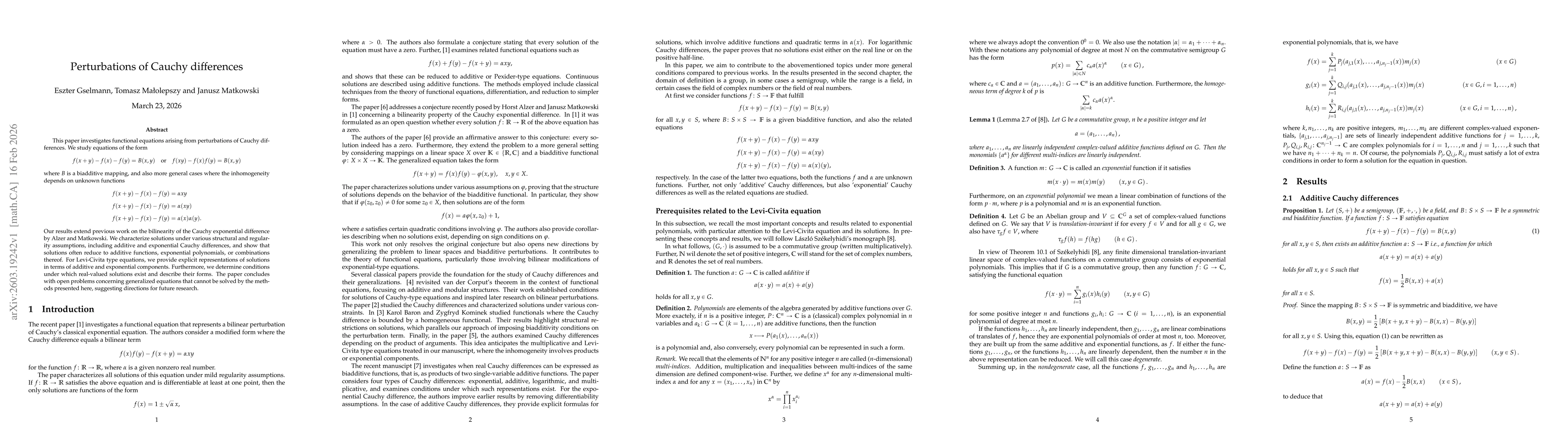 Thumbnail for Perturbations of Cauchy differences